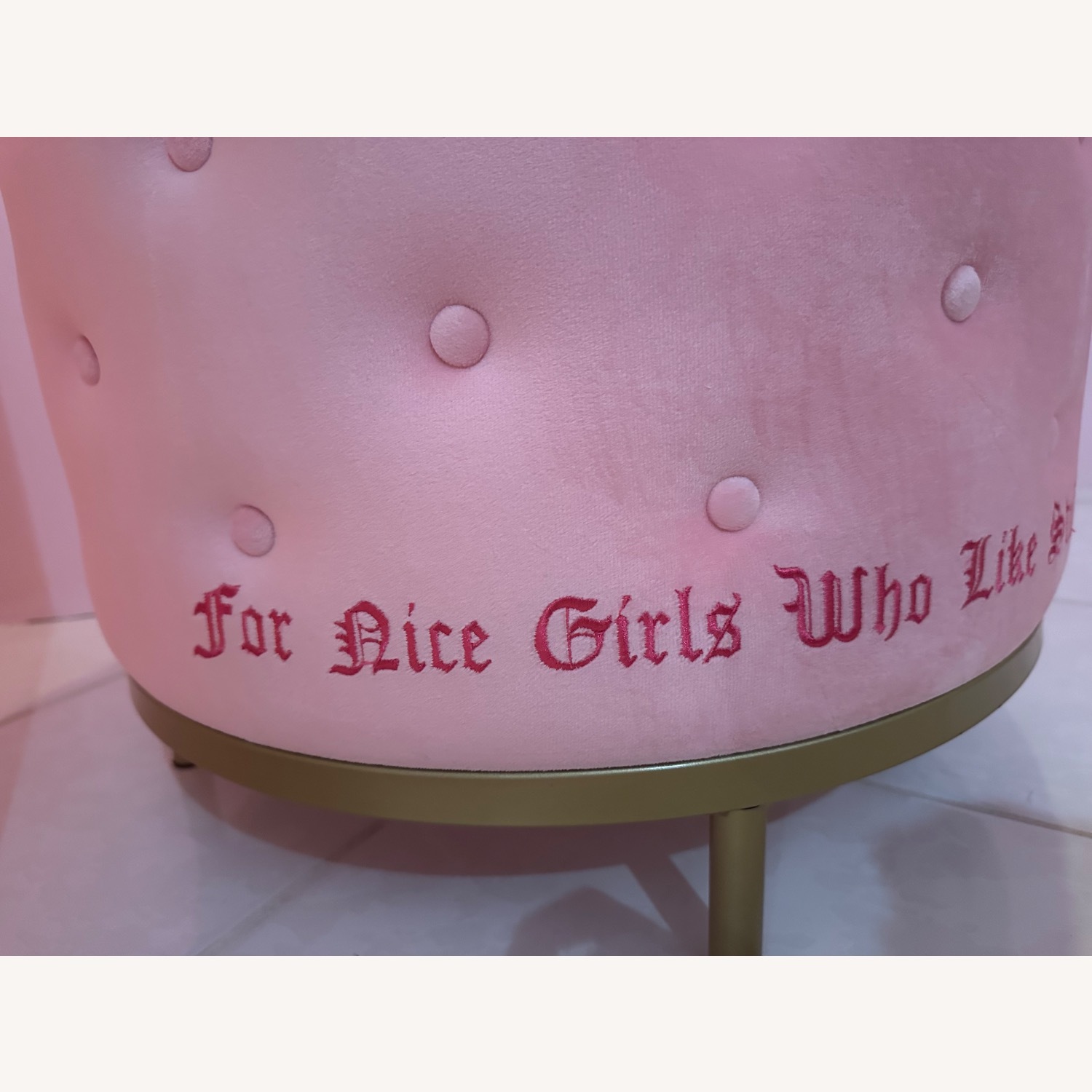 Urban Outfitters Pink Fabric Ottoman - image-14