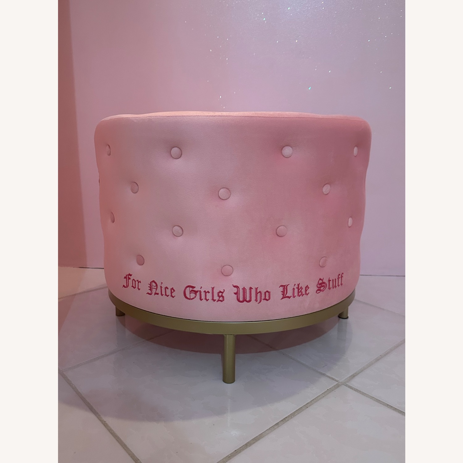 Urban Outfitters Pink Fabric Ottoman - image-3