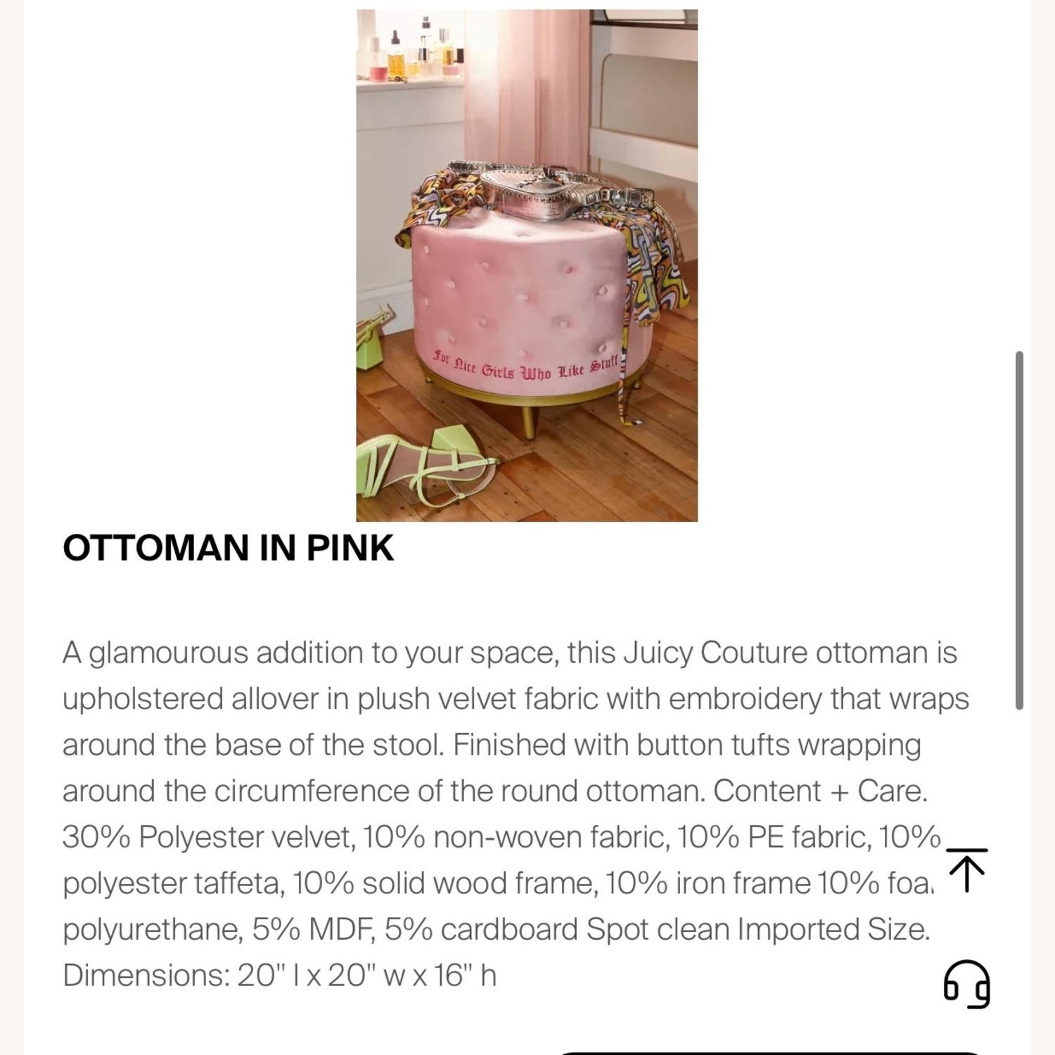 Urban Outfitters Pink Fabric Ottoman - image-113