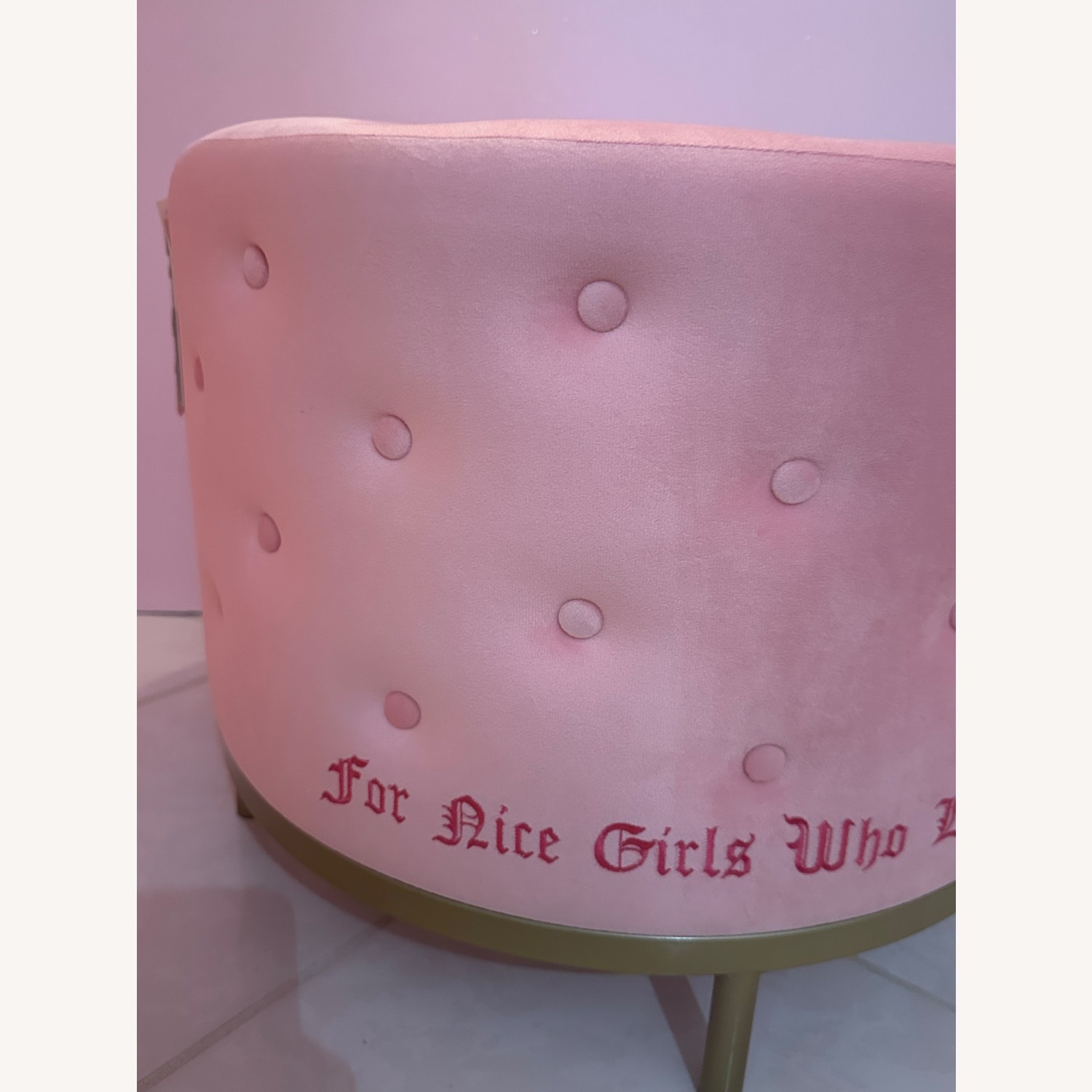 Urban Outfitters Pink Fabric Ottoman - image-5