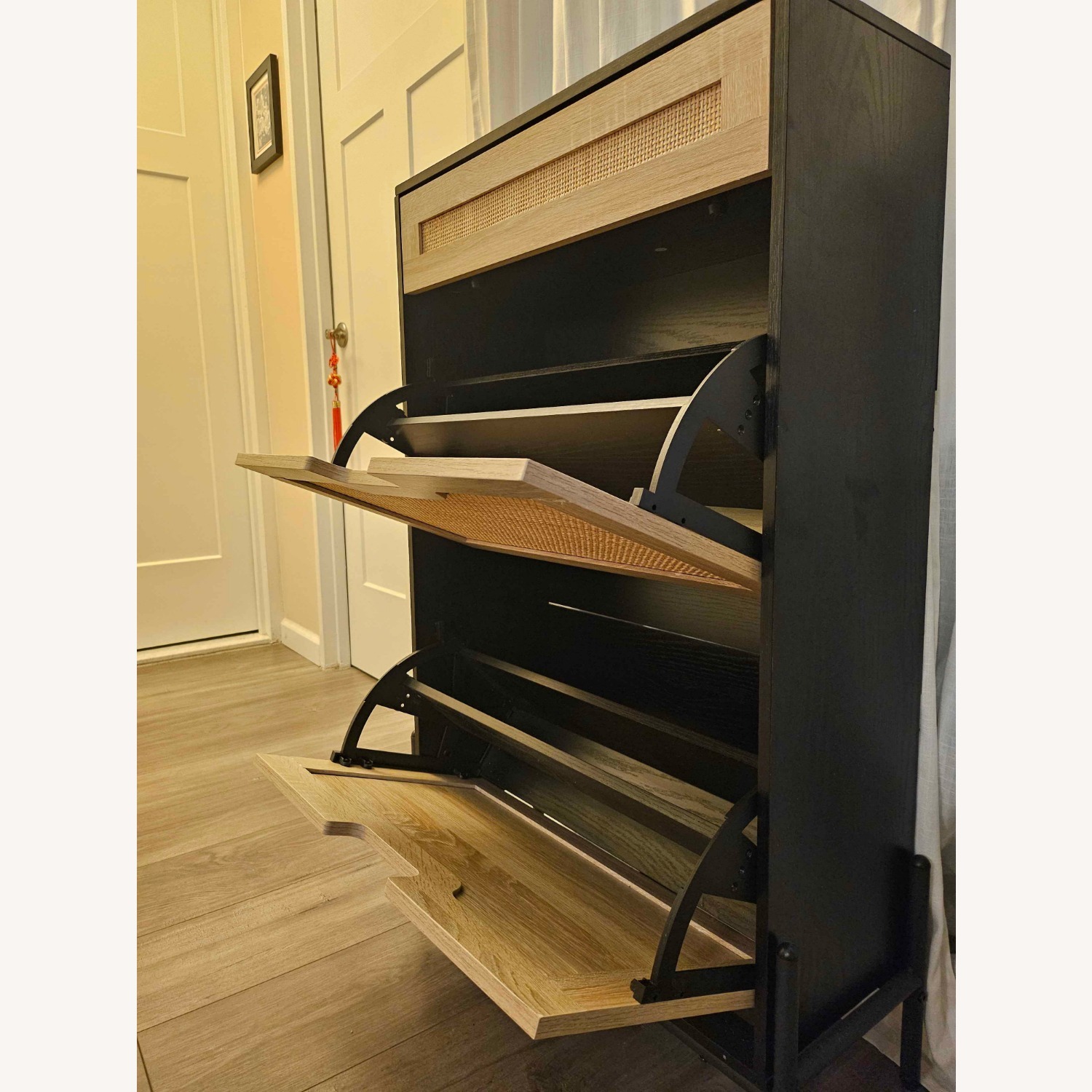 Rattan Shoe Storage Cabinet - image-2
