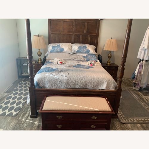 Used Natural Oak Wood Queen Bed for sale on AptDeco