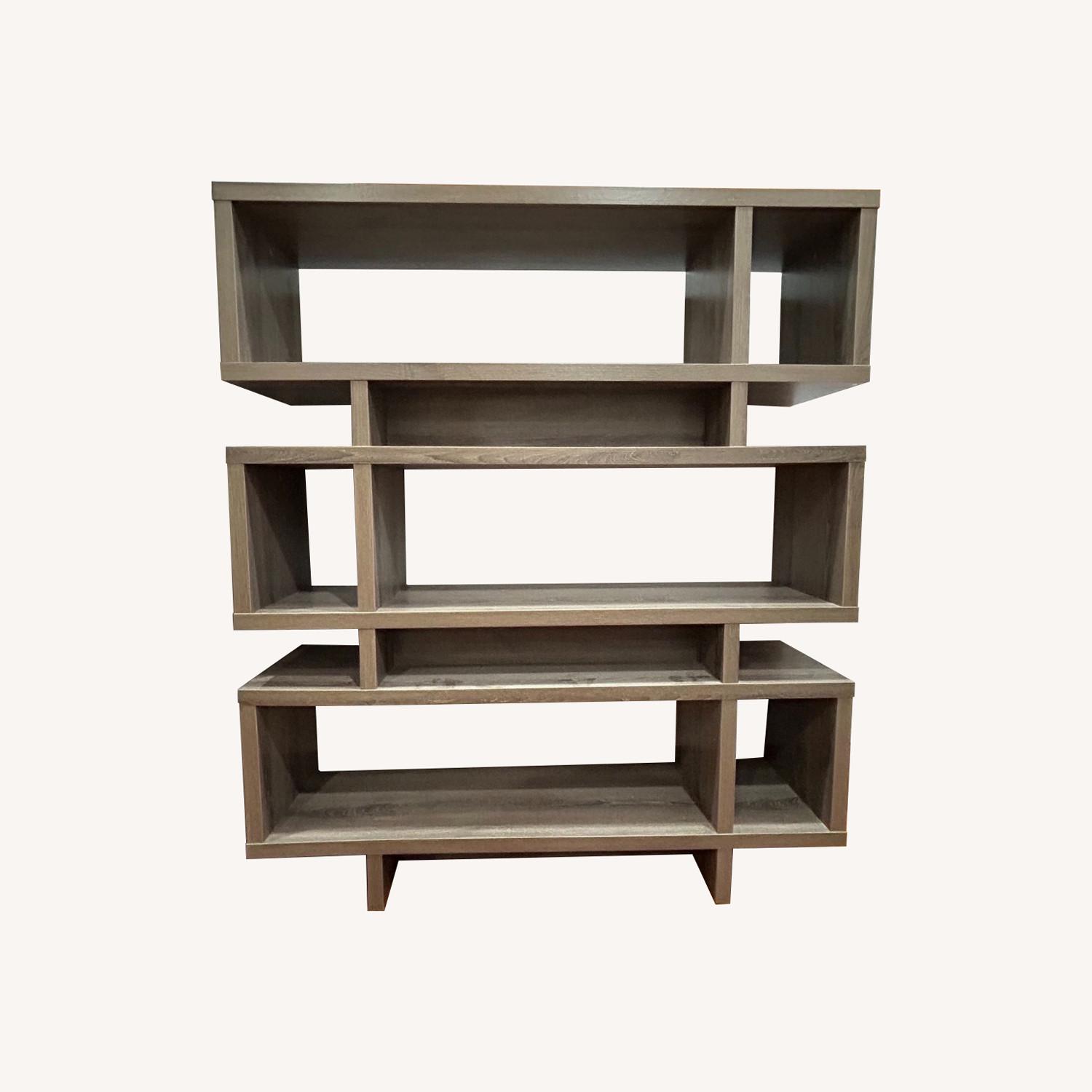 Wayfair Gray Wood 3-Tier Modular Bookshelf Bookcase - image-0