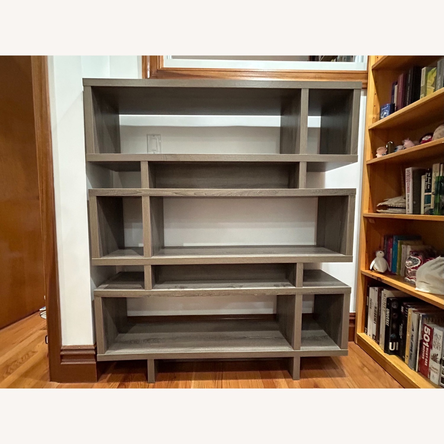 Wayfair Gray Wood 3-Tier Modular Bookshelf Bookcase - image-1