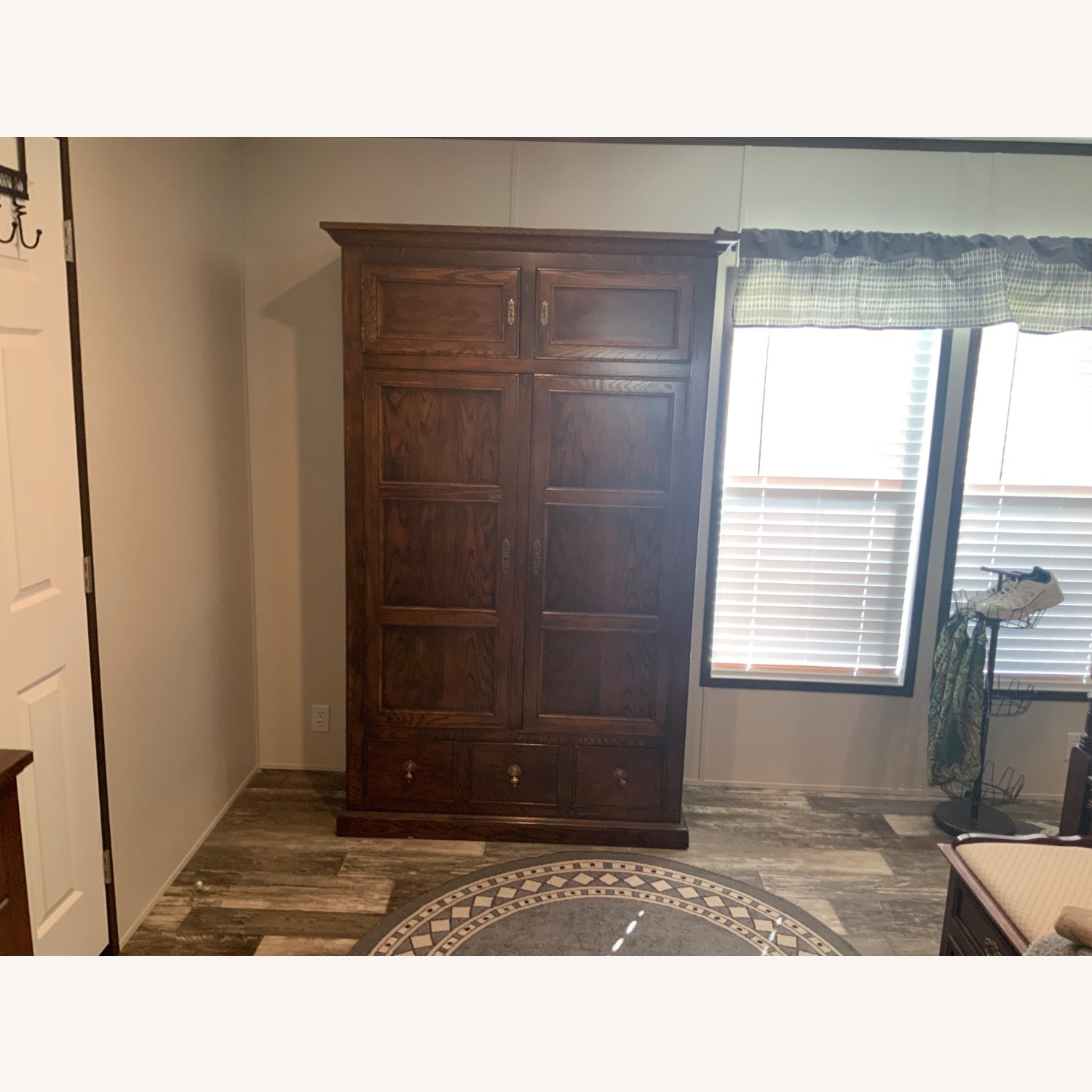 Vintage/Antique Natural Oak Wood Armoire - image-1