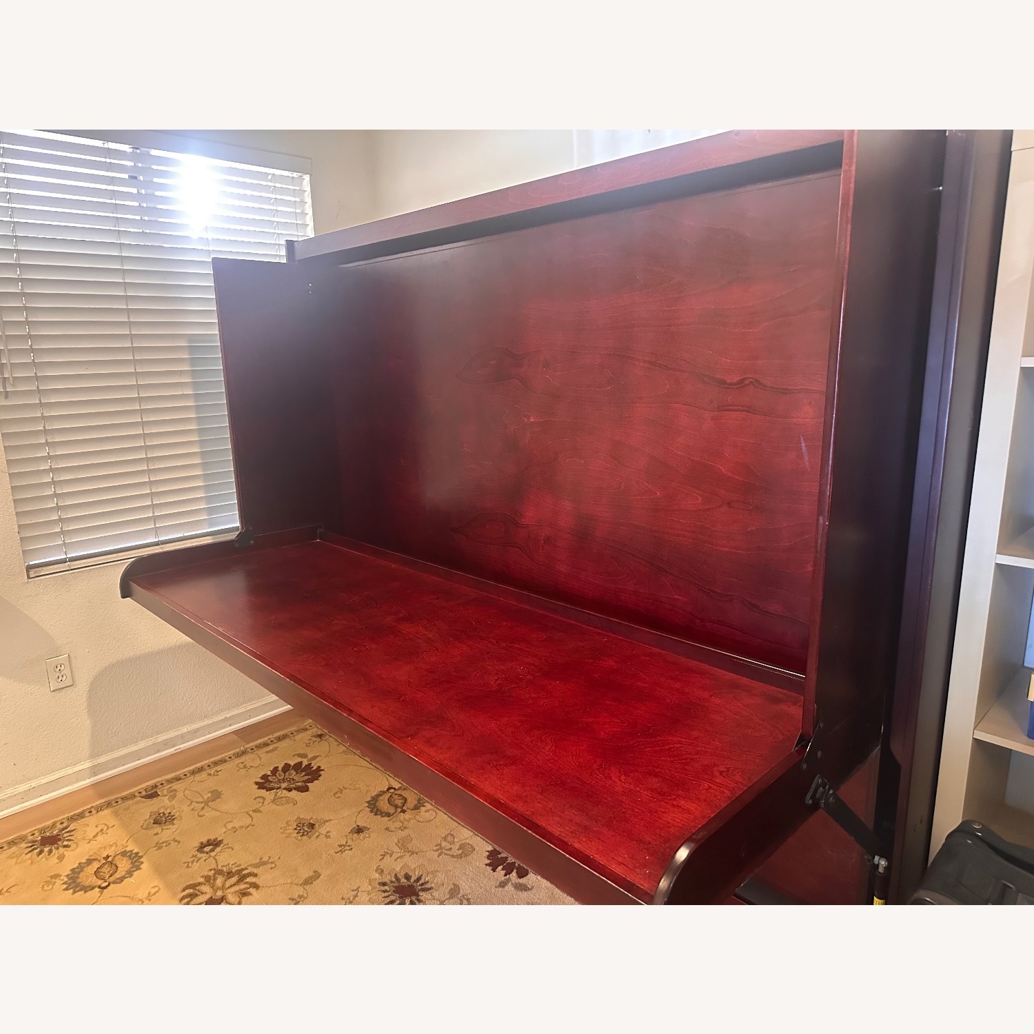 Dark Brown Wood Queen Bed - image-2