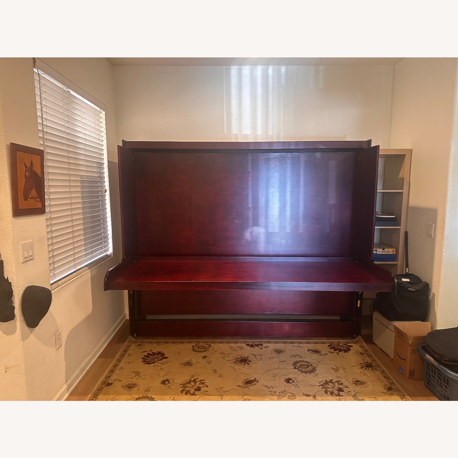 Dark Brown Wood Queen Bed - image-1