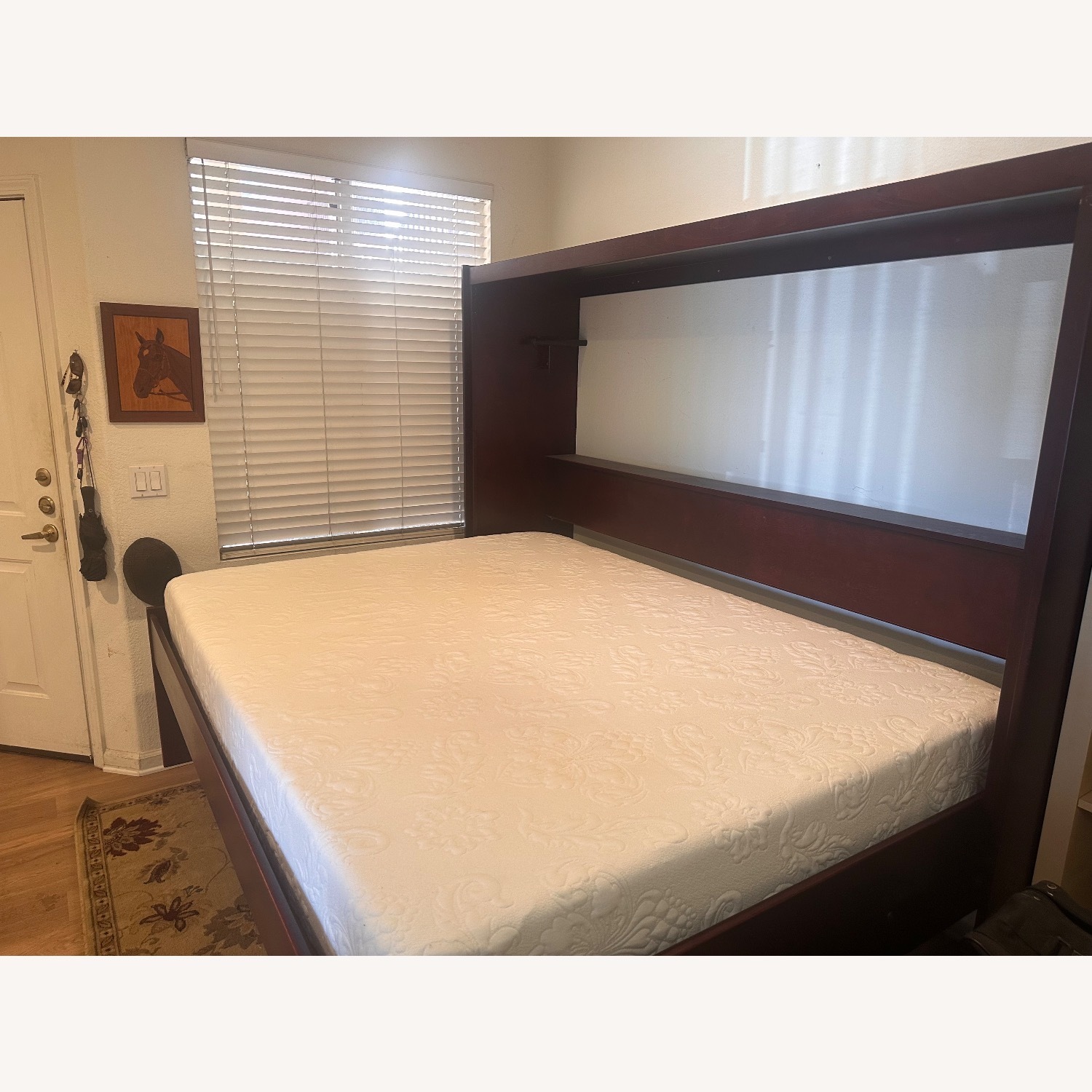 Dark Brown Wood Queen Bed - image-3