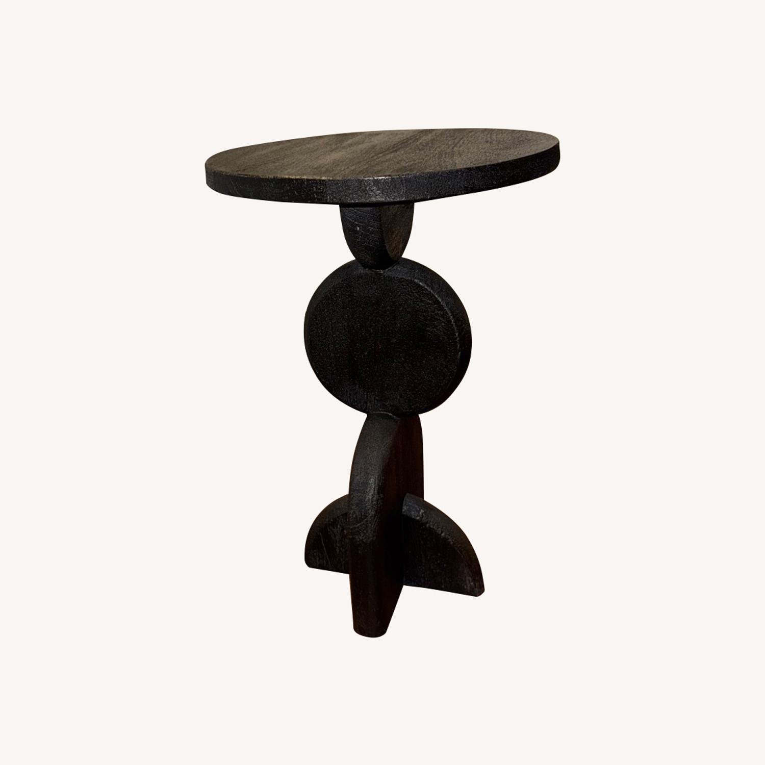 Anthropologie Black Wood Side Table - image-0