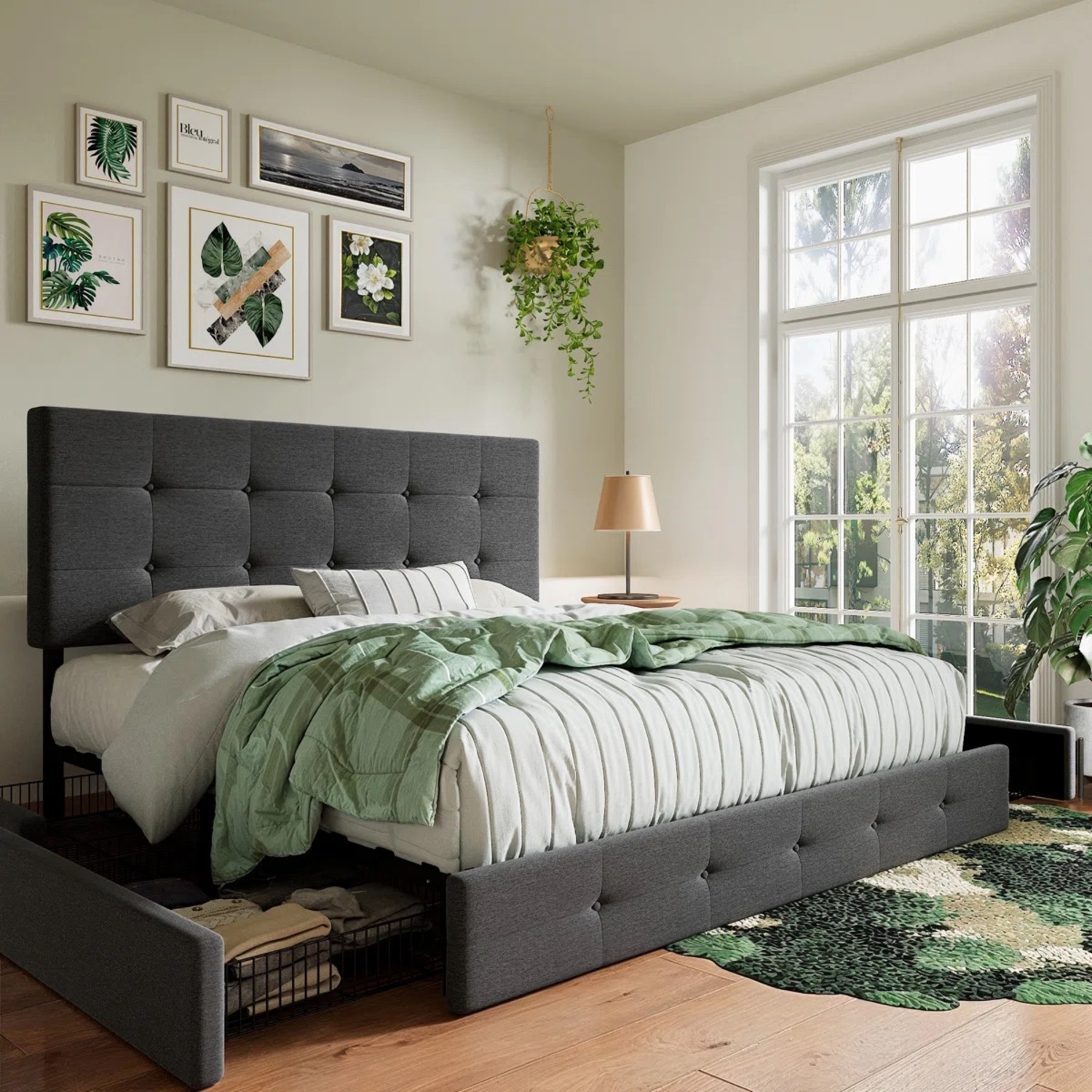 Wayfair Dark Gray Wood Full Bed - image-1