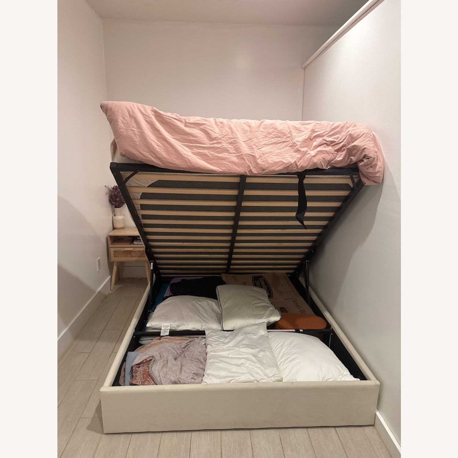 Upholstered Full Size Storage Bed - White - image-4