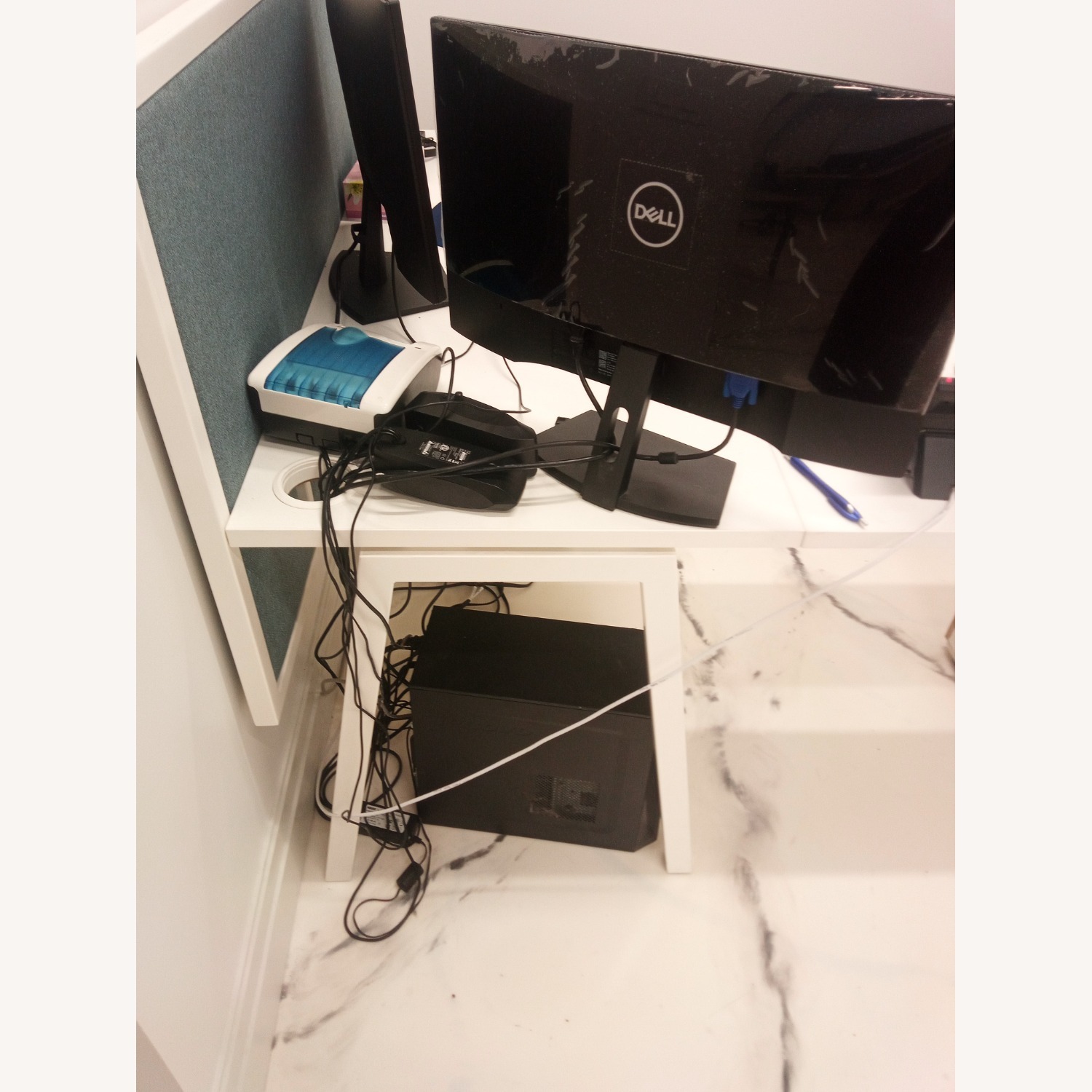 White Wood Desk with Return - image-6