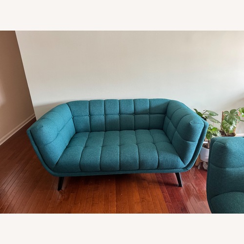 Used Wade Logan Teal Loveseat for sale on AptDeco