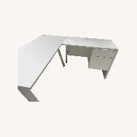 White Wood Desk with Return