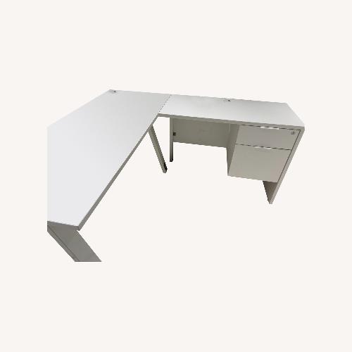 Used White Wood Desk with Return for sale on AptDeco