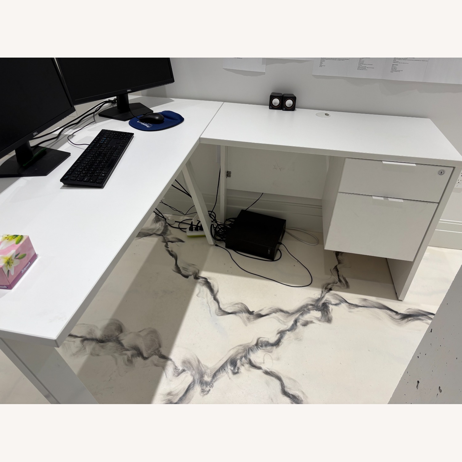 White Wood Desk with Return - image-6