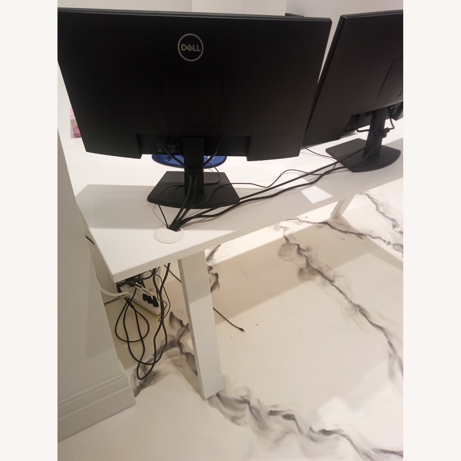 White Wood Desk with Return - image-3