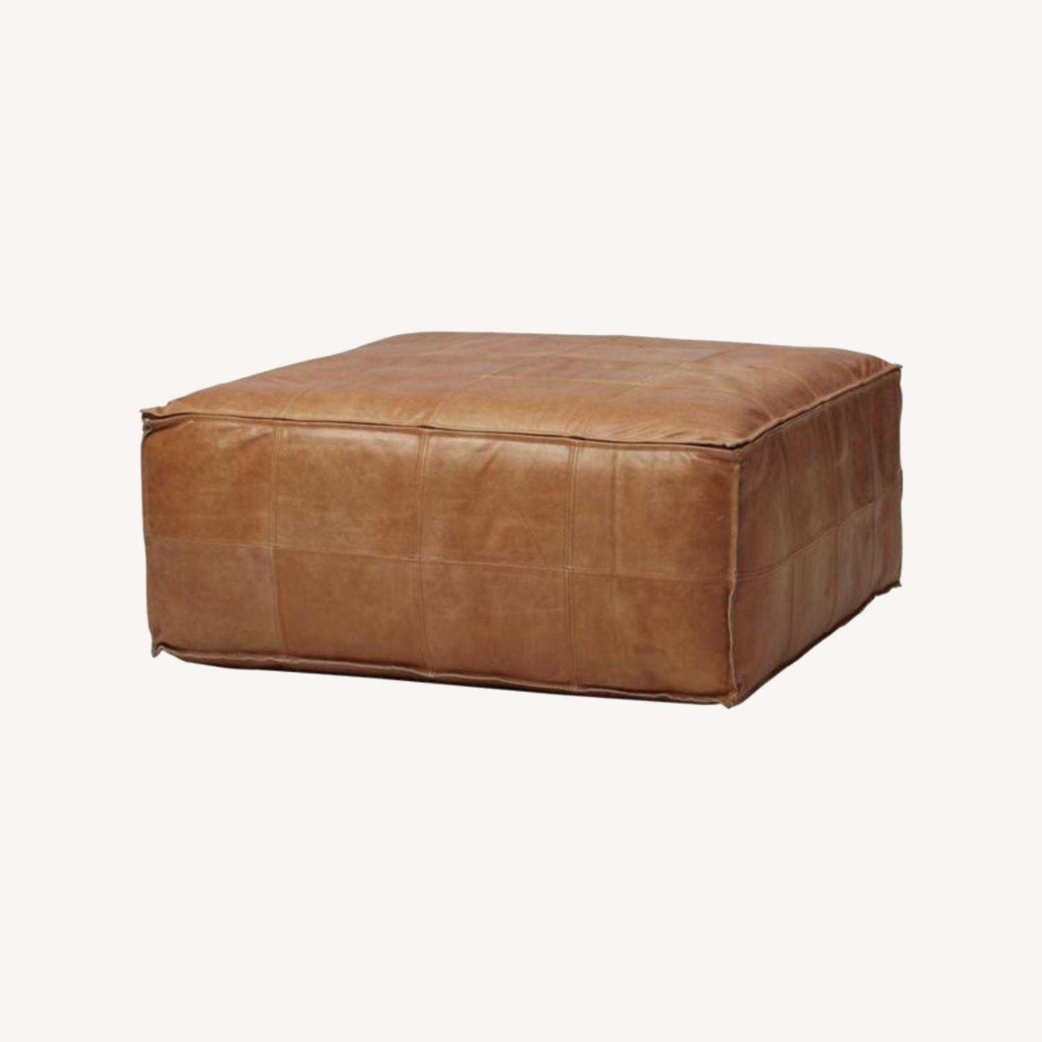 CB2 Dark Brown Leather Ottoman - image-0