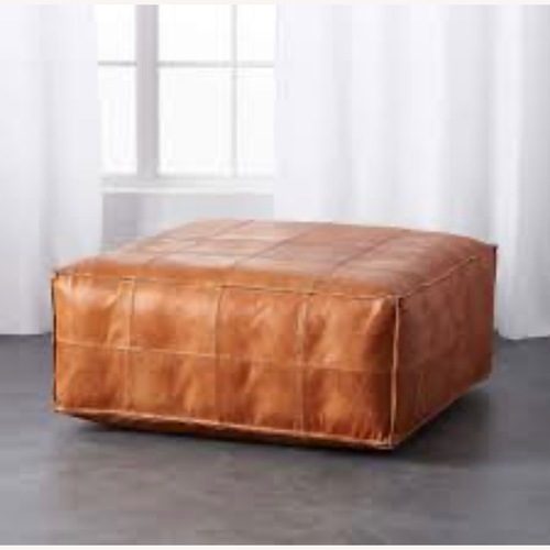 Used CB2 Dark Brown Leather Ottoman for sale on AptDeco