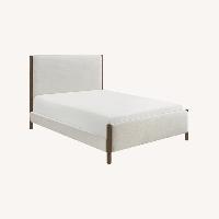 West Elm White Boucle Queen Bed