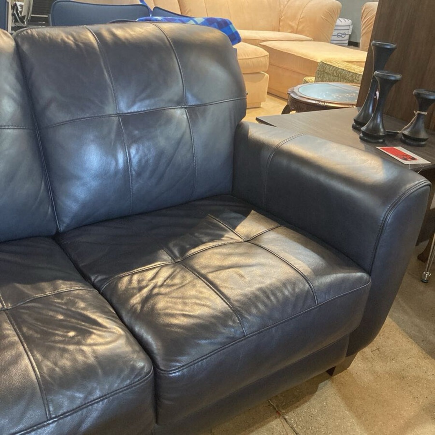 Macy's Kaleb Faux Leather 3-Seat Sofa Black - image-5