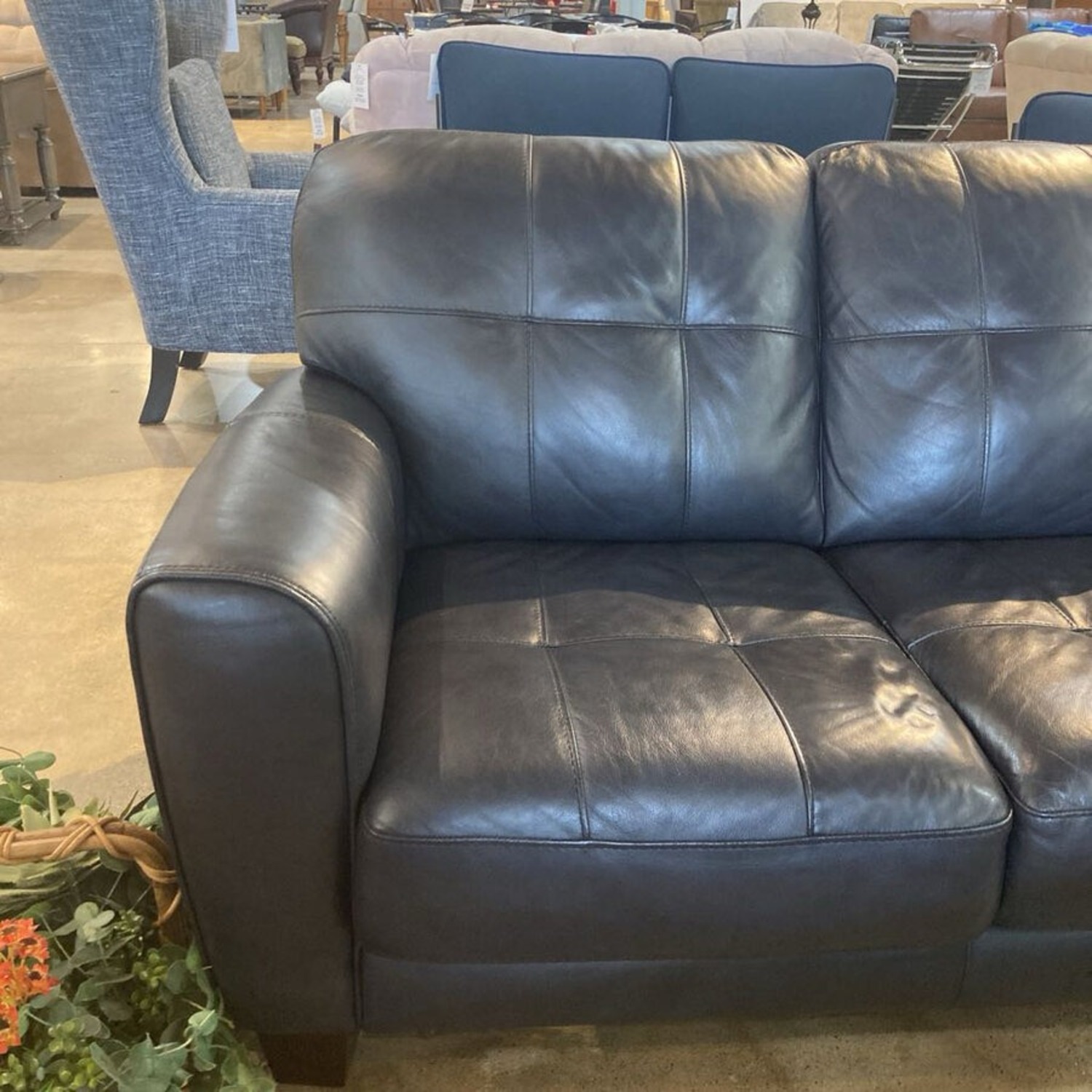 Macy's Kaleb Faux Leather 3-Seat Sofa Black - image-3