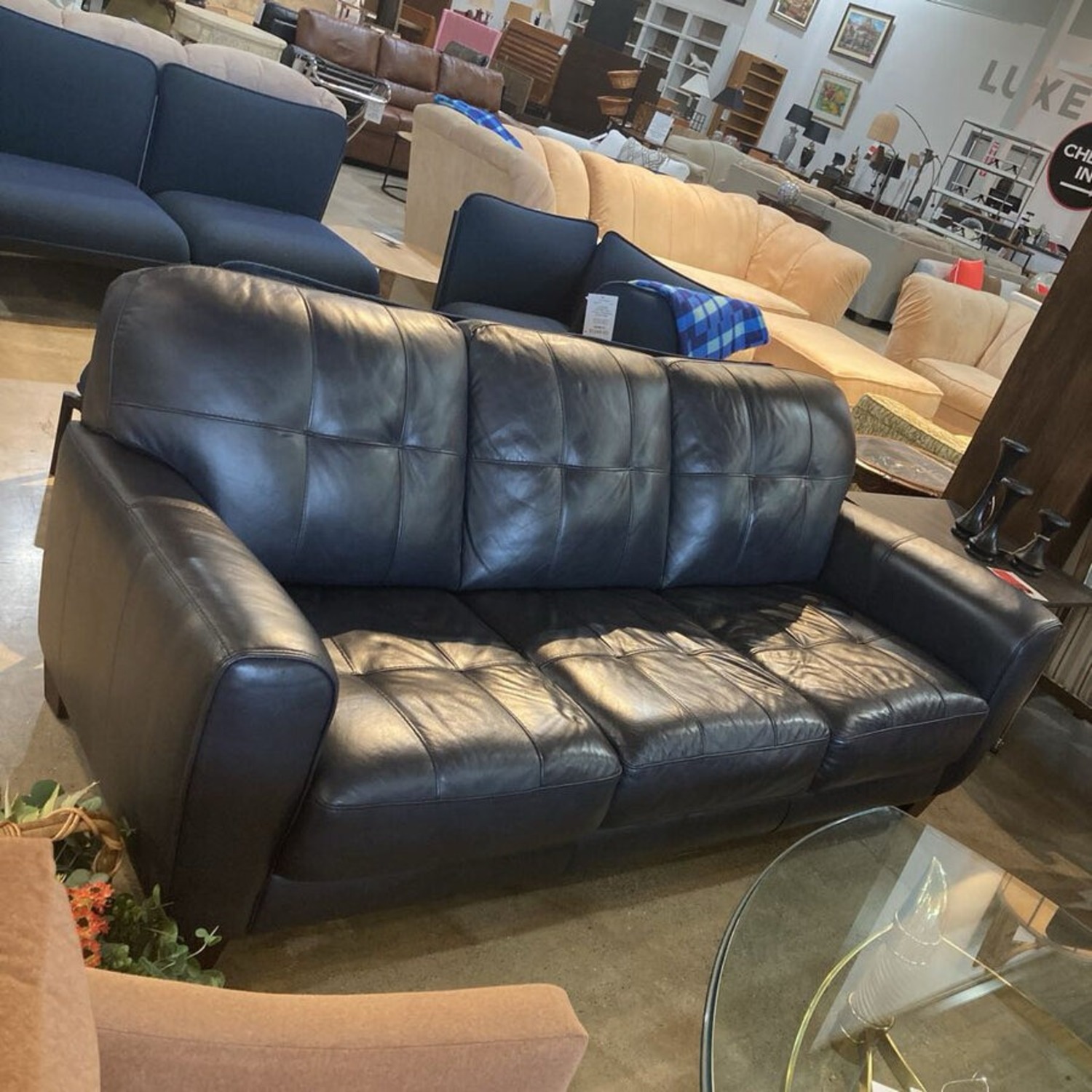 Macy's Kaleb Faux Leather 3-Seat Sofa Black - image-4