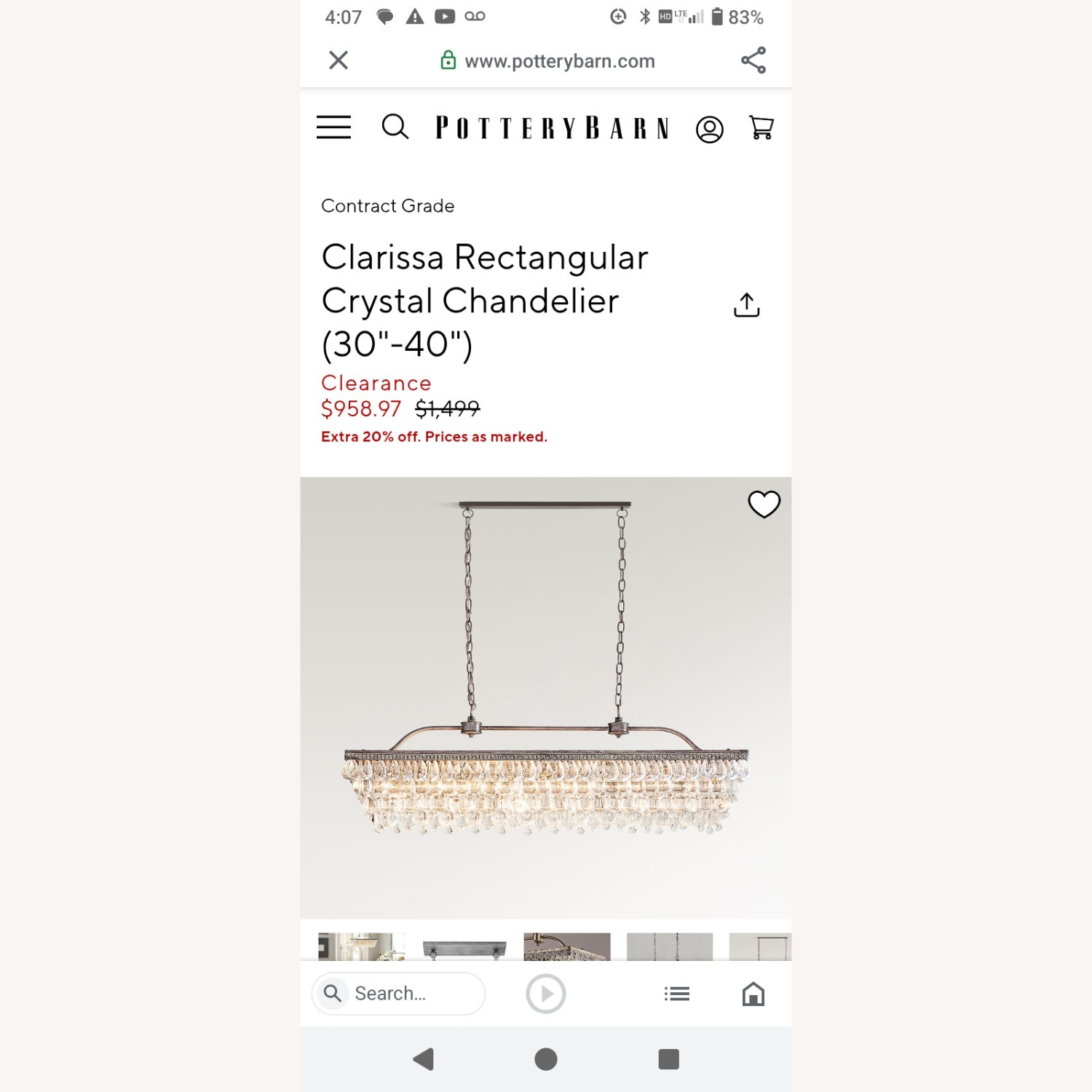 Clarissa Light Gray Glass Ceiling Lamp - image-2