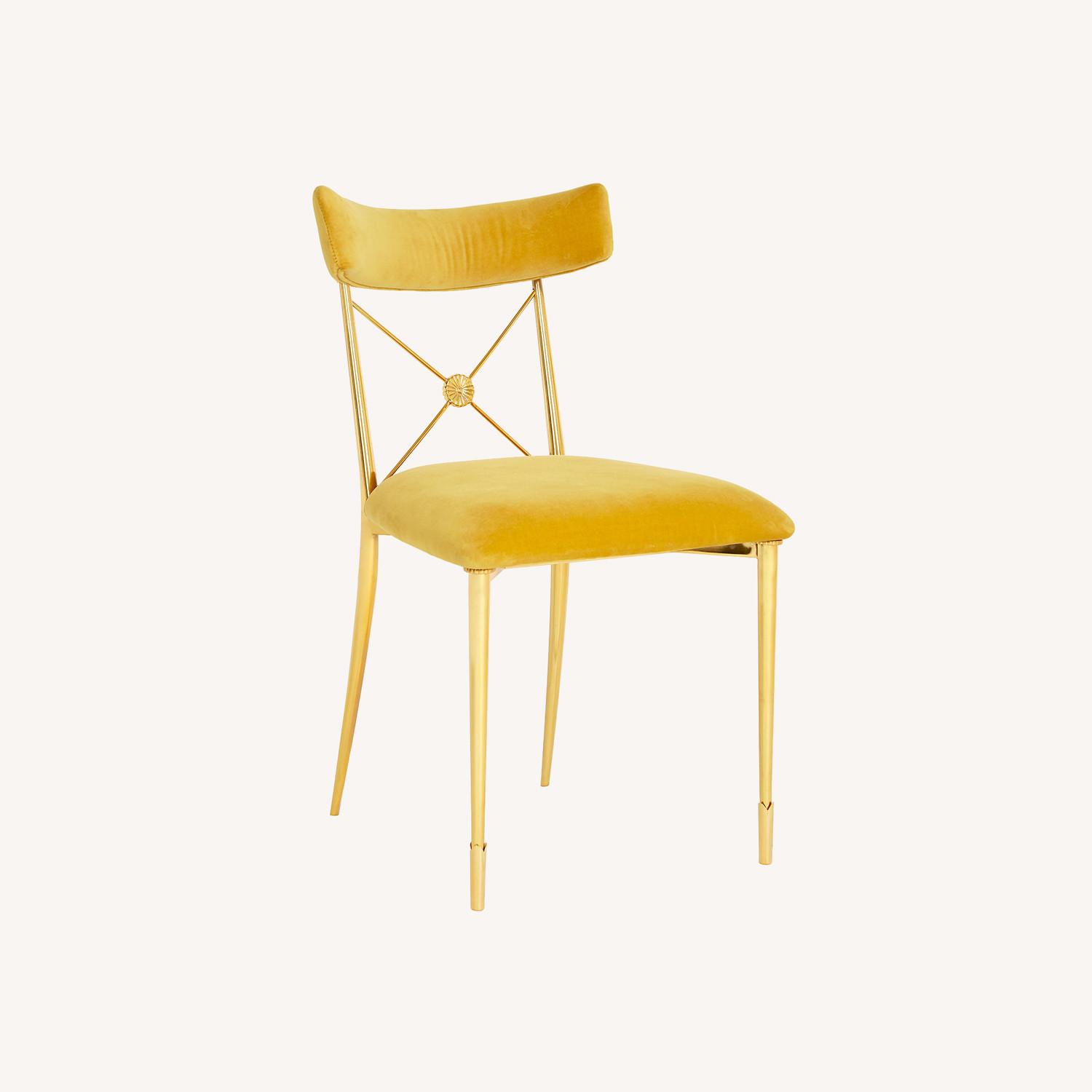 Jonathan Adler Yellow Velvet Dining Chair - image-0