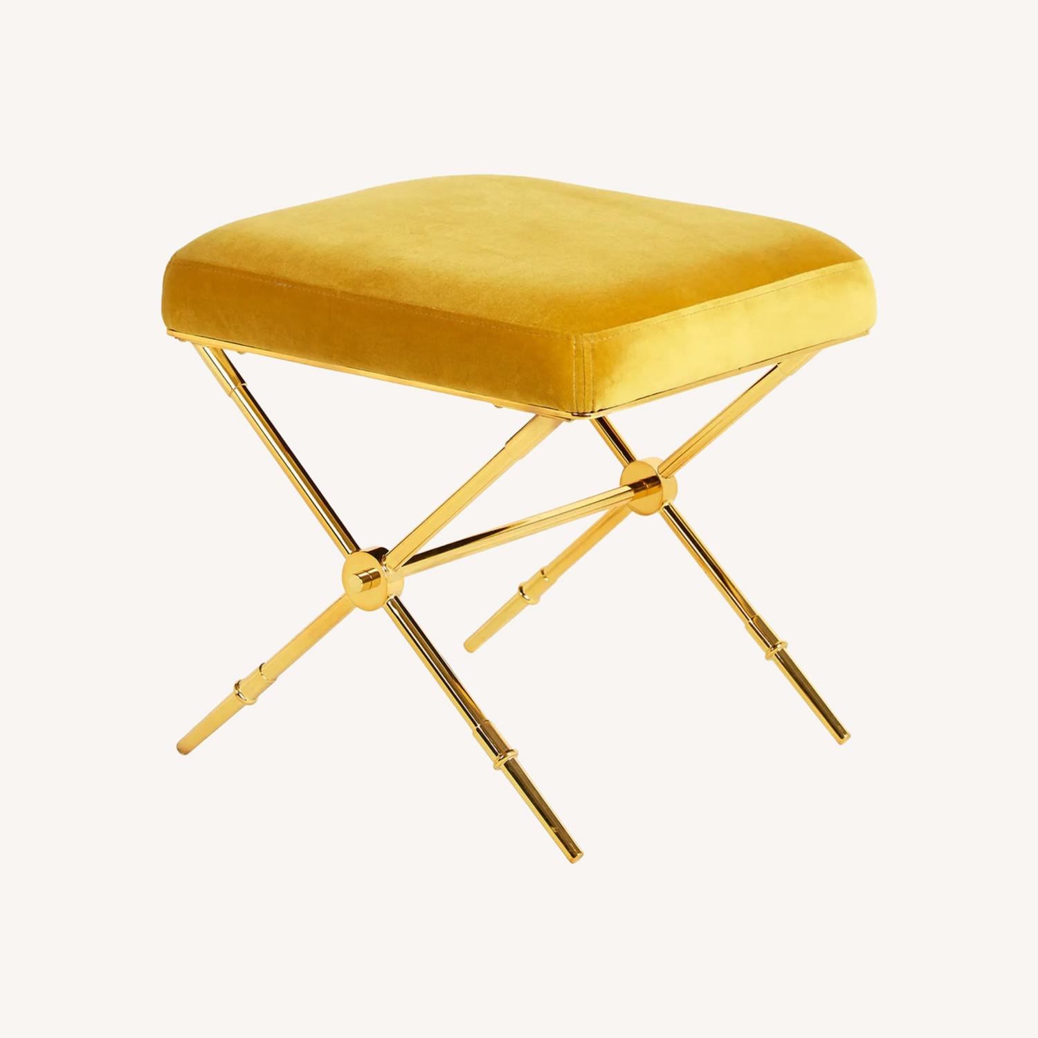 Jonathan Adler Yellow Velvet Ottoman - image-0