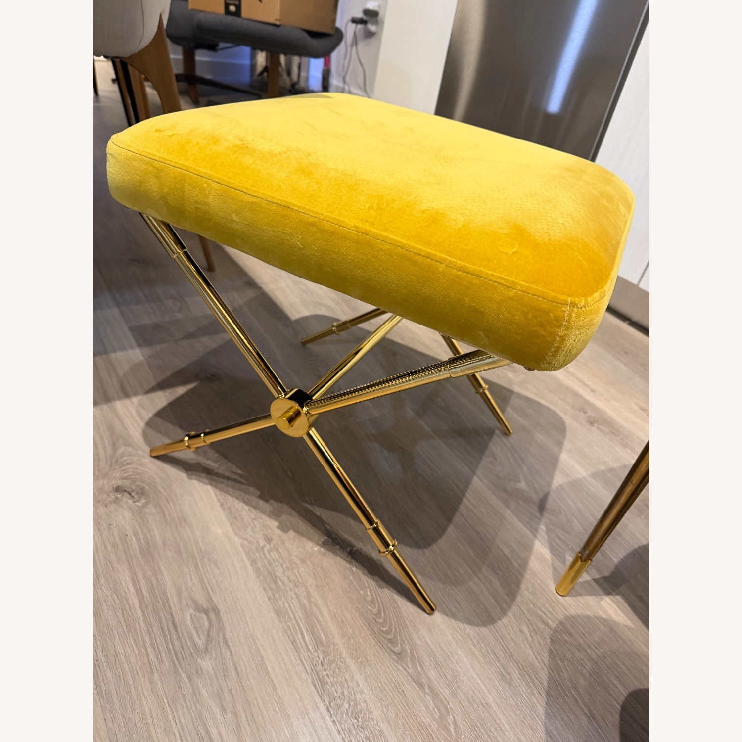 Jonathan Adler Yellow Velvet Ottoman - image-3