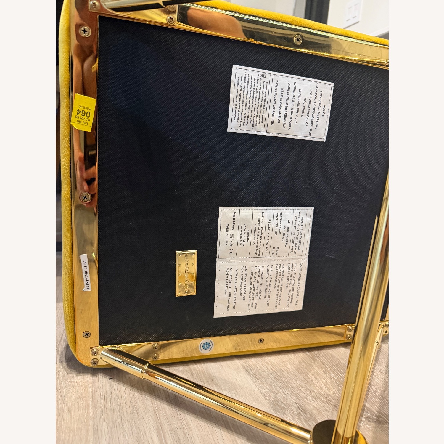 Jonathan Adler Yellow Velvet Ottoman - image-4