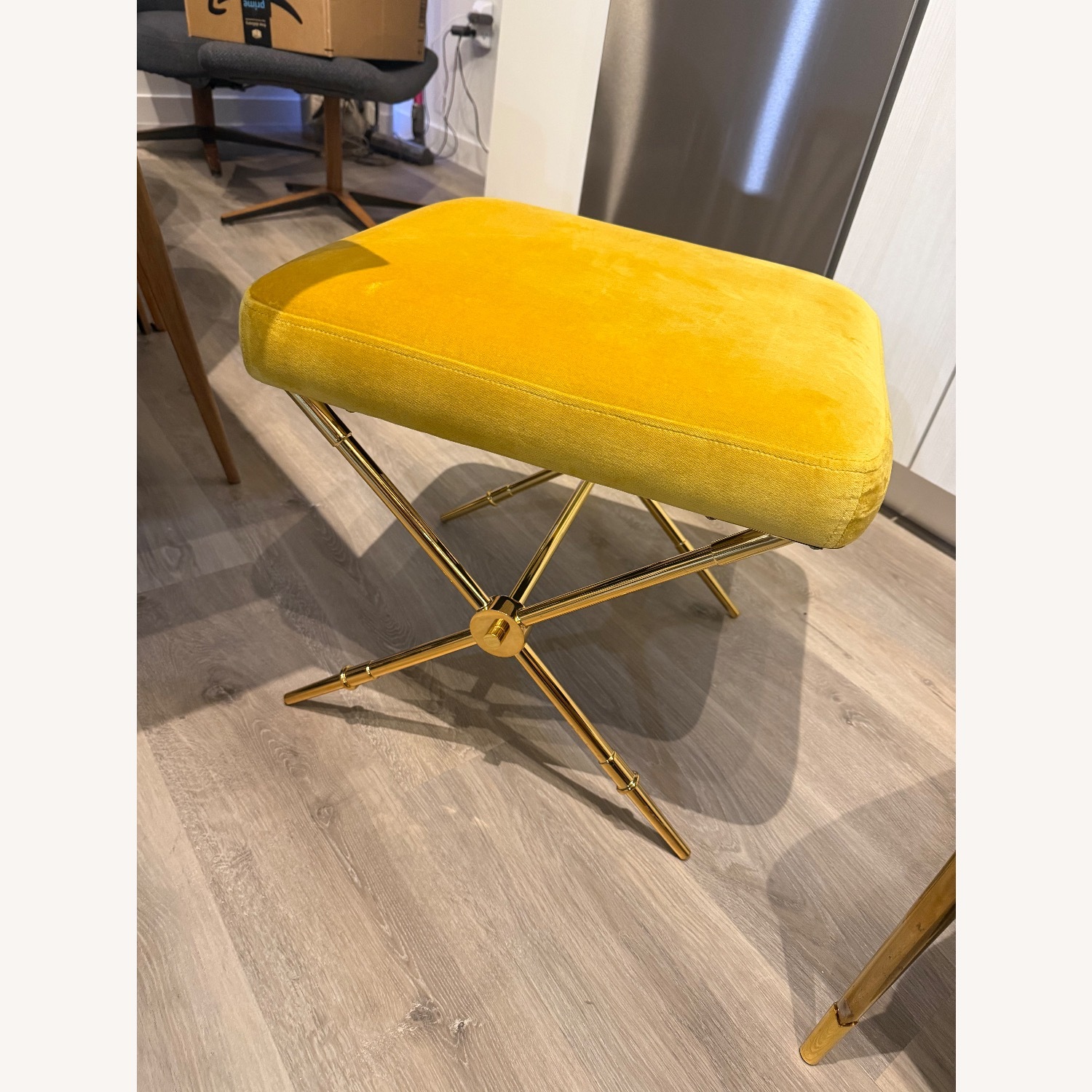 Jonathan Adler Yellow Velvet Ottoman - image-2