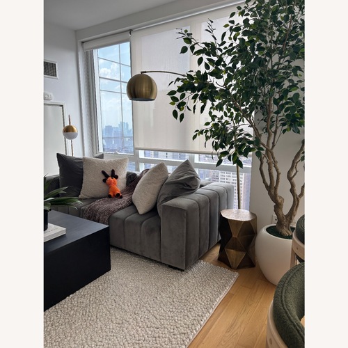 Used West Elm Green Velvet 2 Piece Sectional for sale on AptDeco