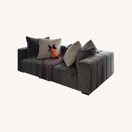 Used West Elm Green Velvet 2 Piece Sectional for sale on AptDeco