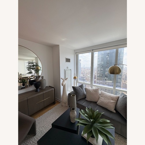 Used West Elm Green Velvet 2 Piece Sectional for sale on AptDeco