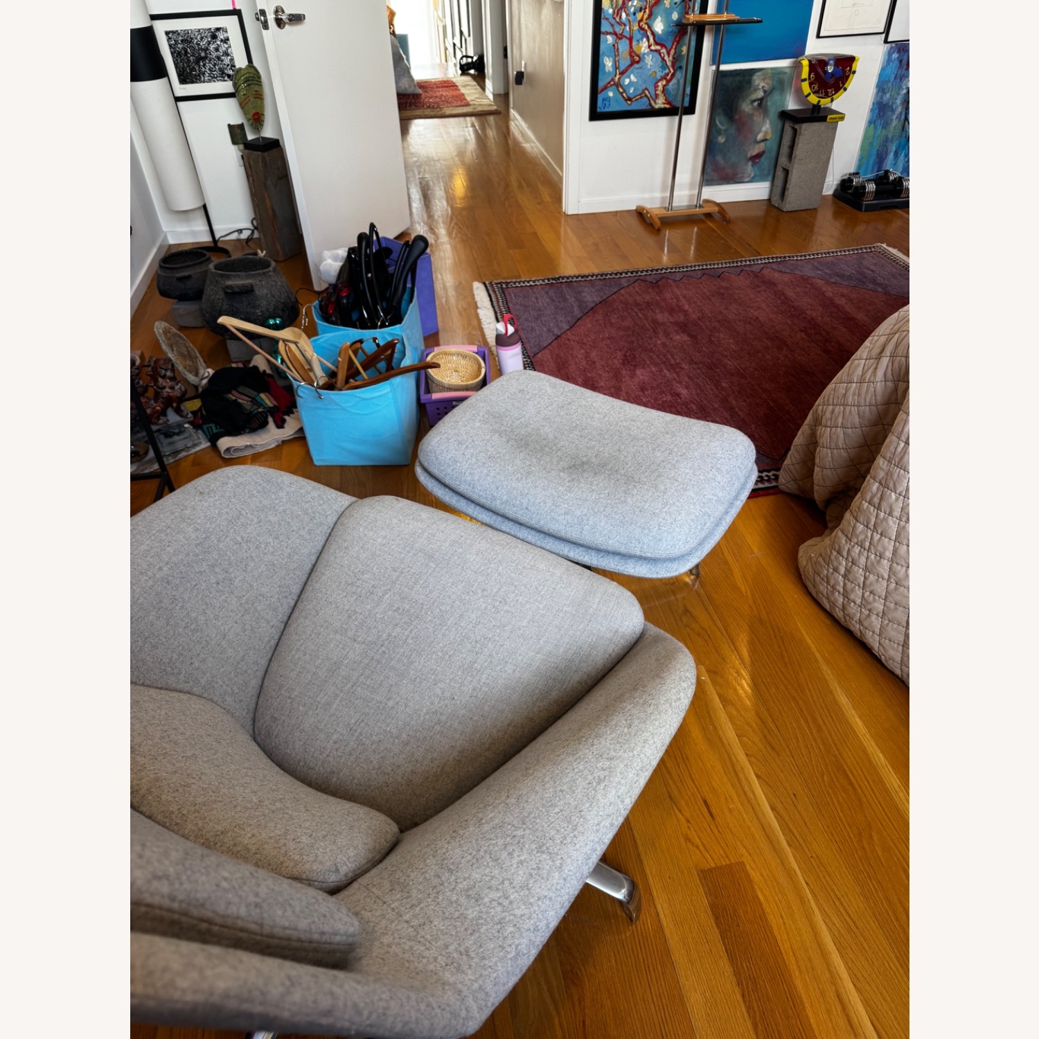 Herman Miller Sriad Light Gray Fabric Ottoman - image-8