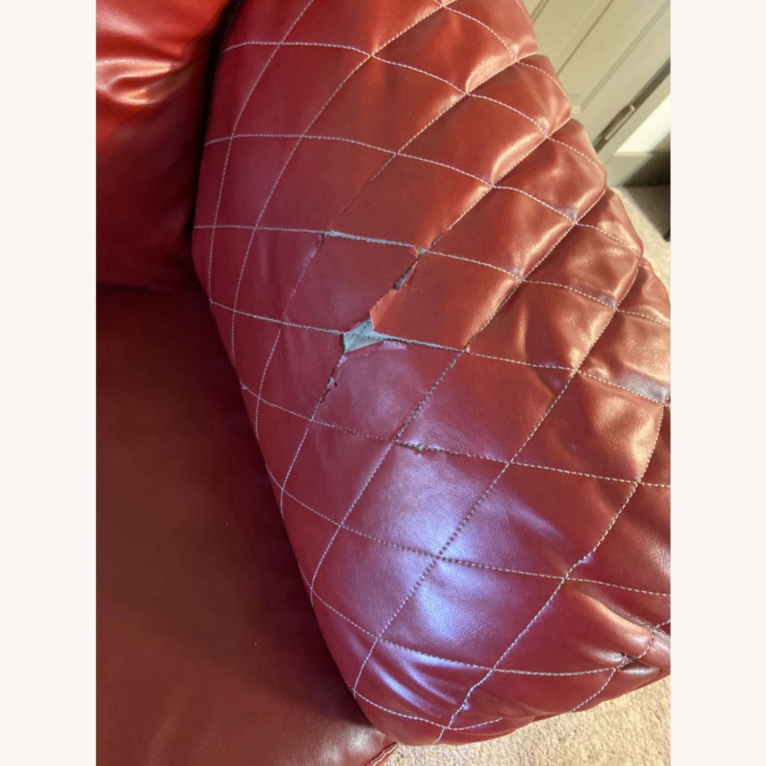 Ashley Furniture Bertrillo Red Leather 3+ Seater Sofa - image-4