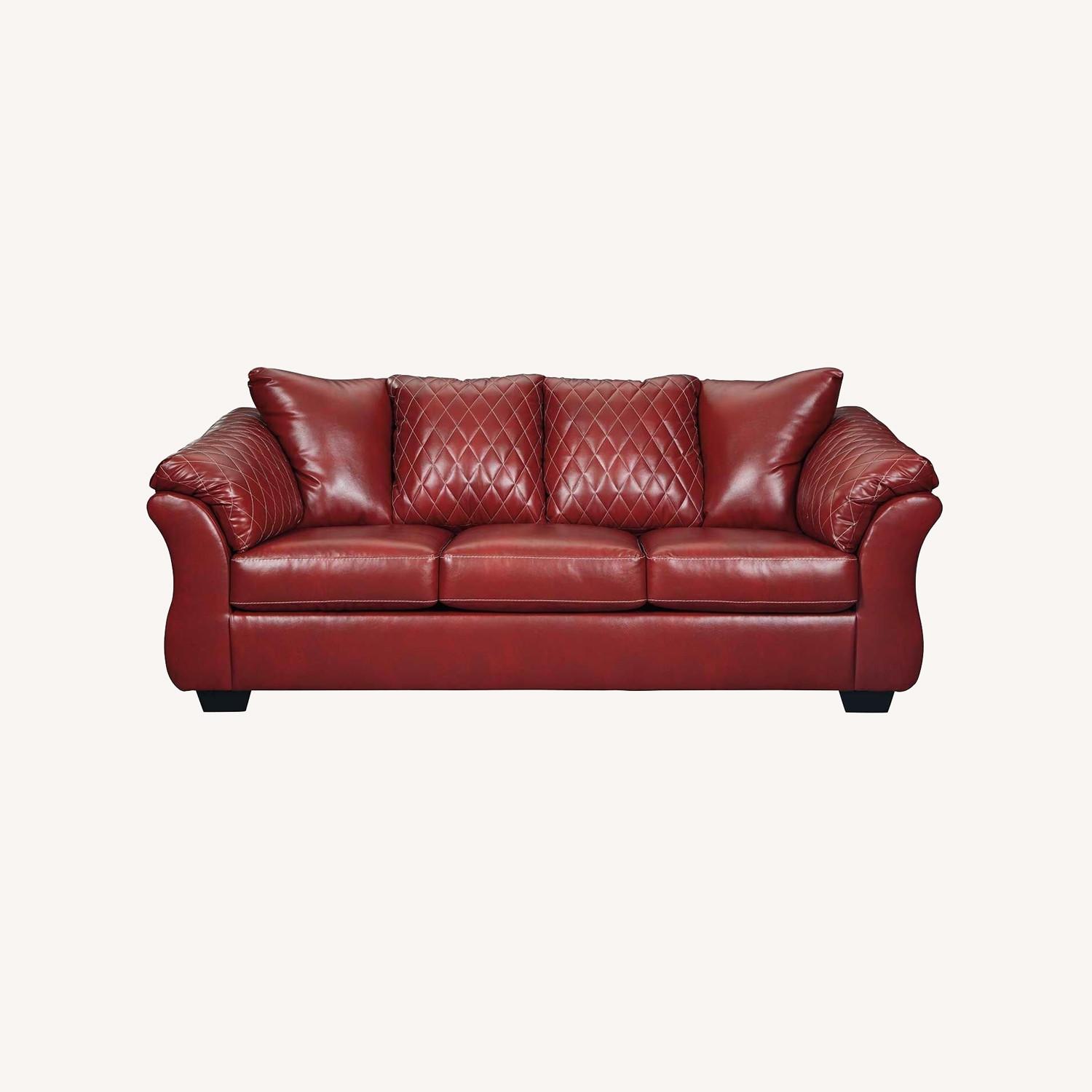 Ashley Furniture Bertrillo Red Leather 3+ Seater Sofa - image-0