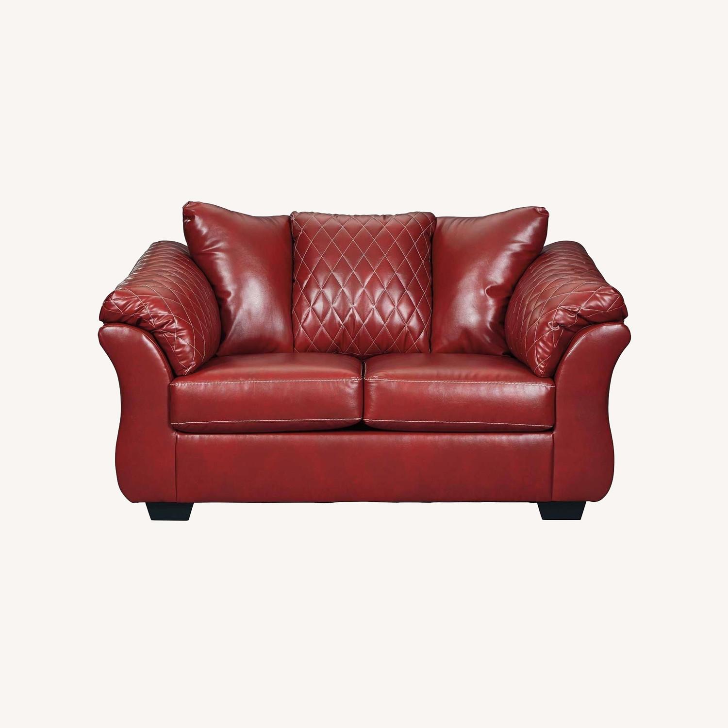 Red Salsa Leather Couch - image-0