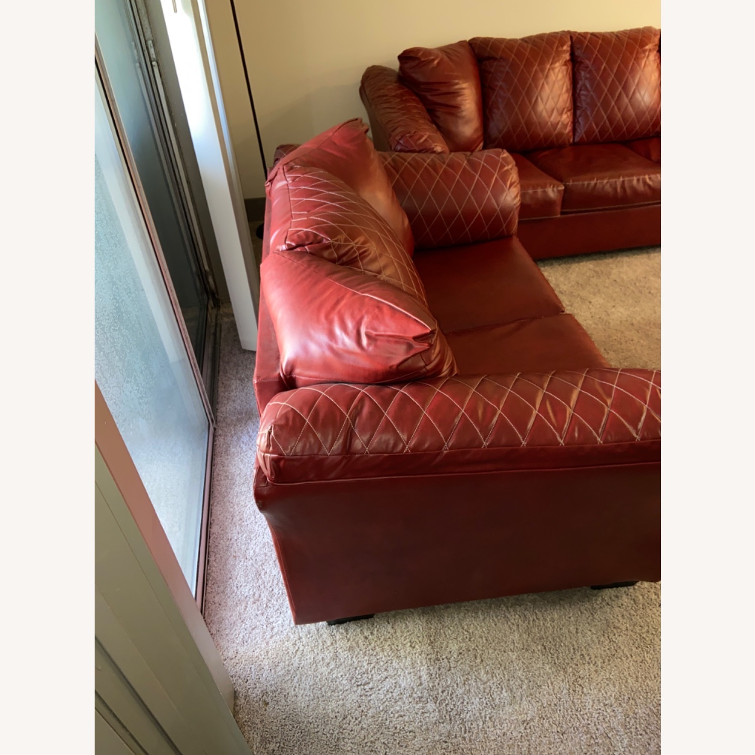 Red Salsa Leather Couch - image-3