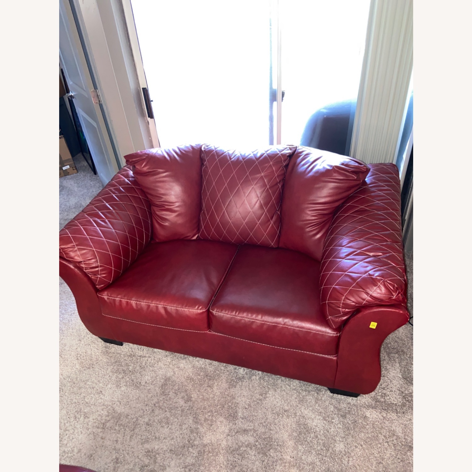 Red Salsa Leather Couch - image-1