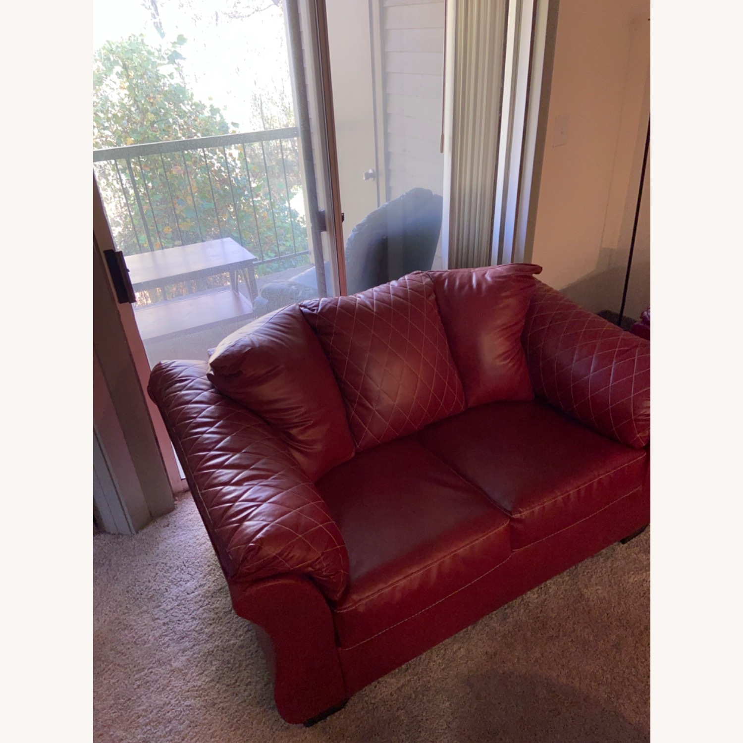Red Salsa Leather Couch - image-2