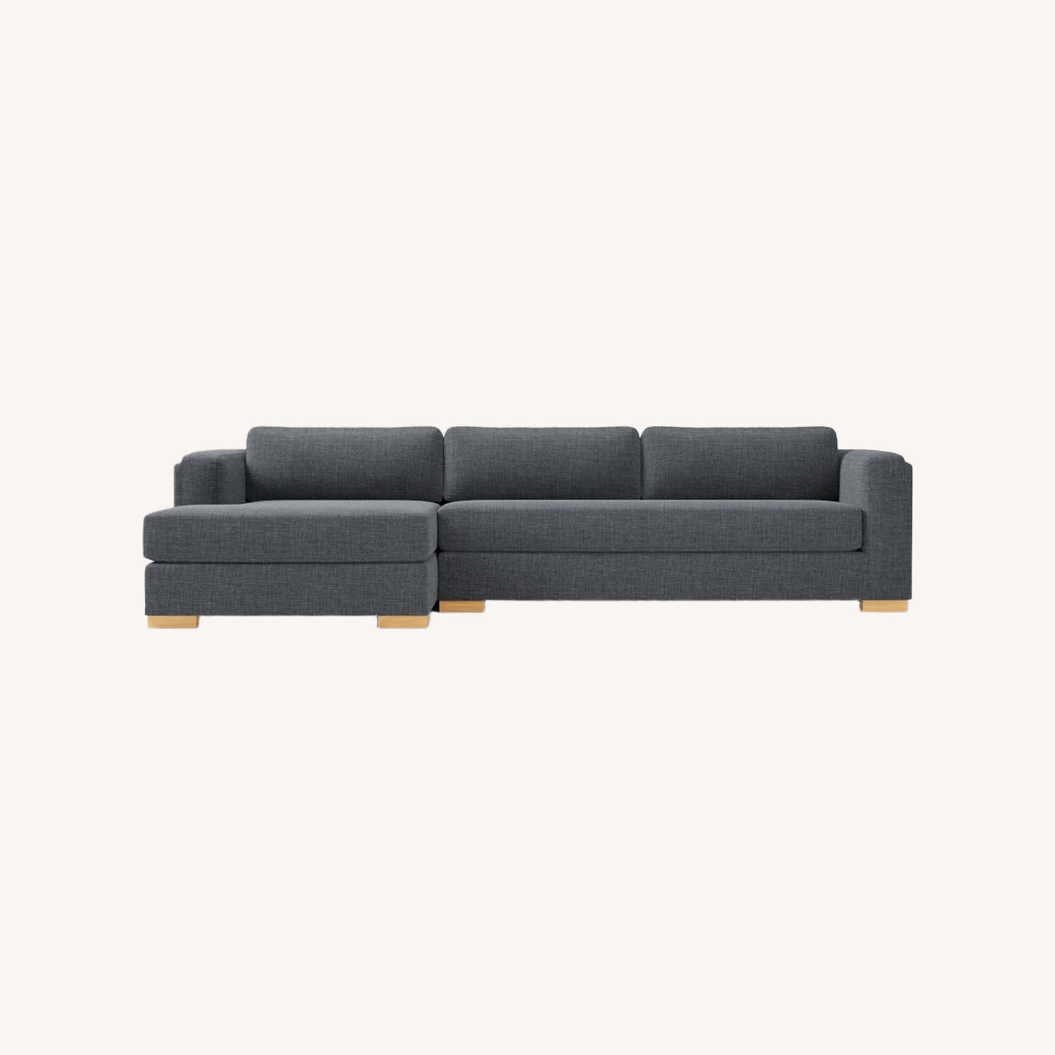 West Elm Dark Brown Linen 2 Piece Sectional - image-0