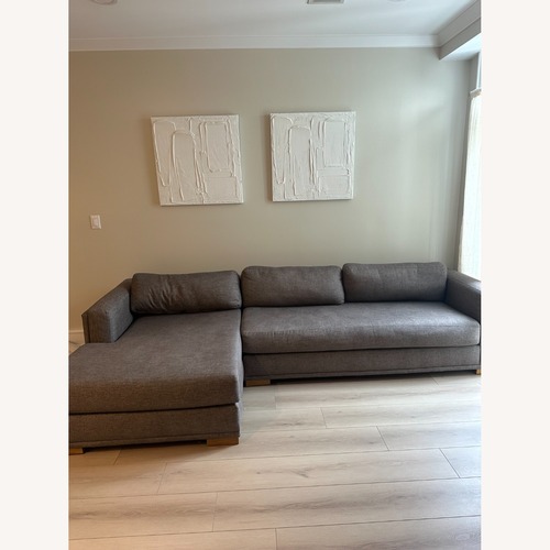 Used West Elm Dark Brown Linen 2 Piece Sectional for sale on AptDeco