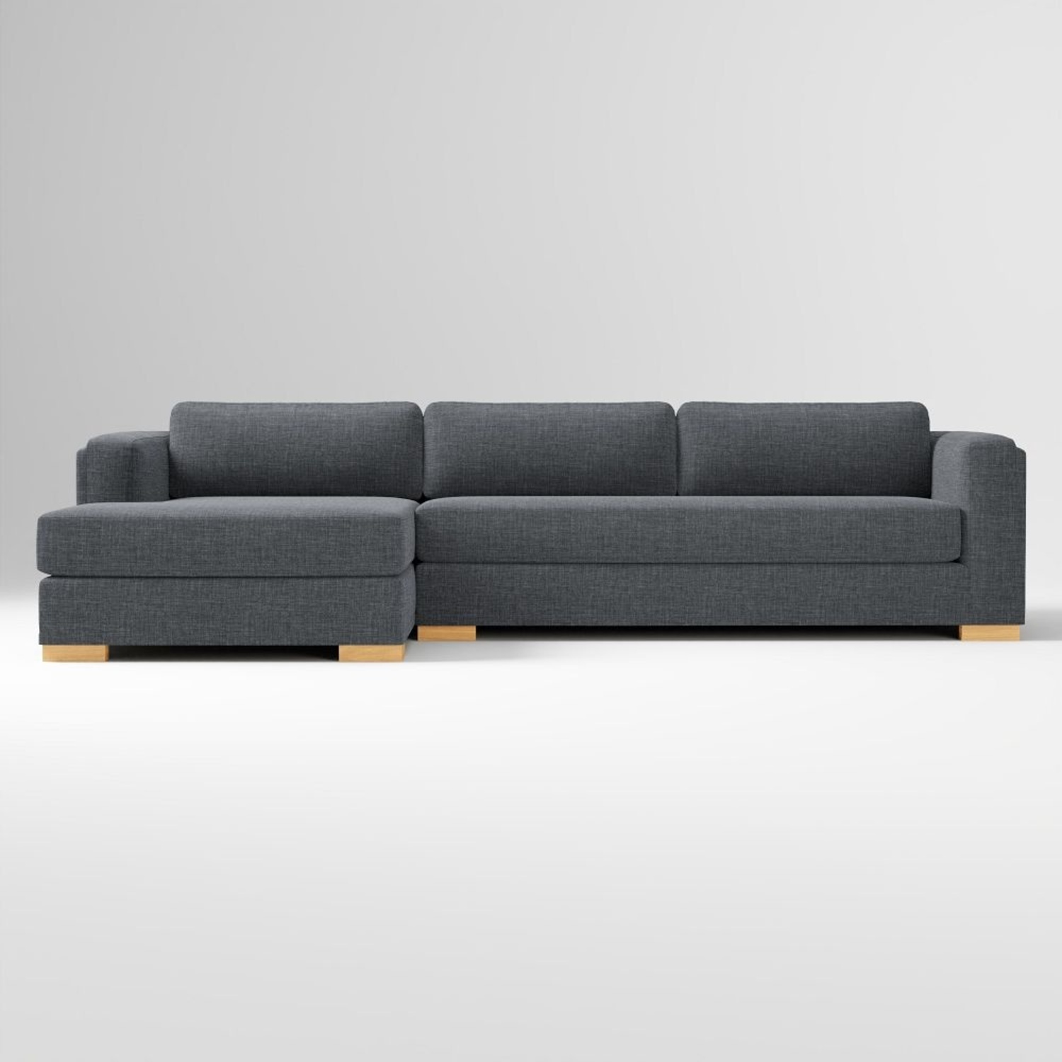 West Elm Dark Brown Linen 2 Piece Sectional - image-4