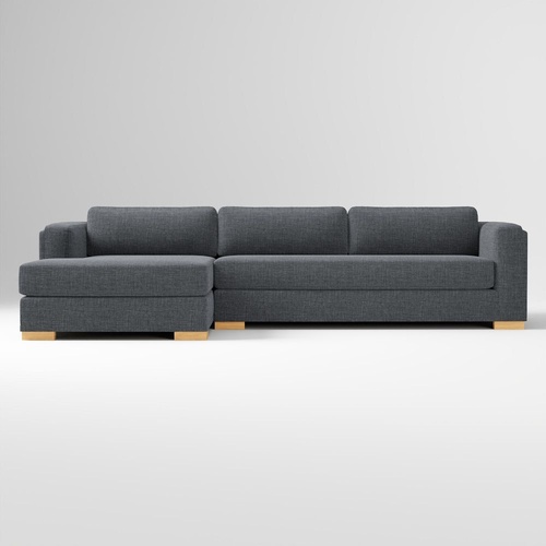 Used West Elm Dark Brown Linen 2 Piece Sectional for sale on AptDeco