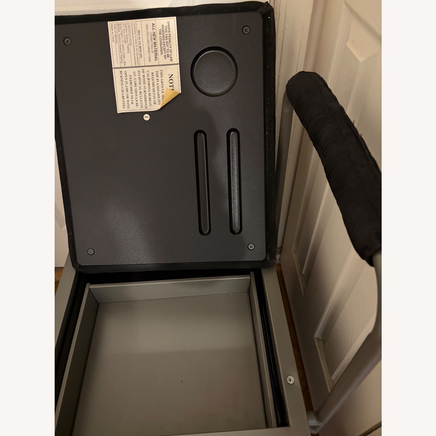 Ashley Furniture Black Suede Ottoman - image-2