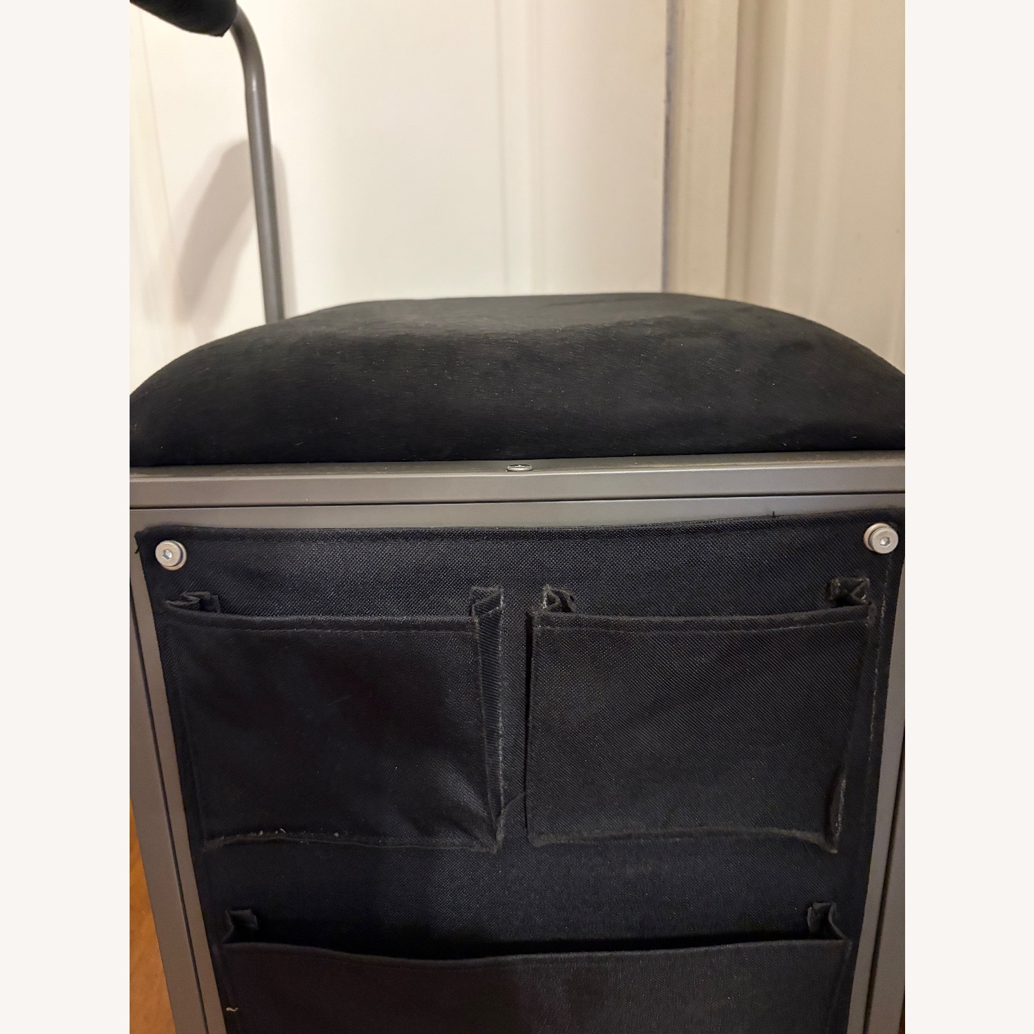 Ashley Furniture Black Suede Ottoman - image-4