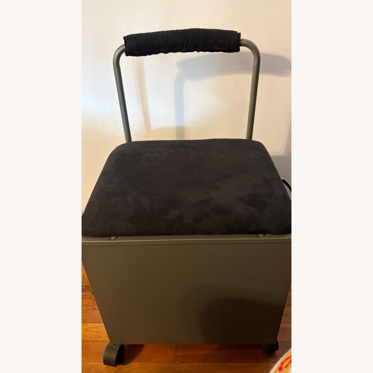 Ashley Furniture Black Suede Ottoman - image-1